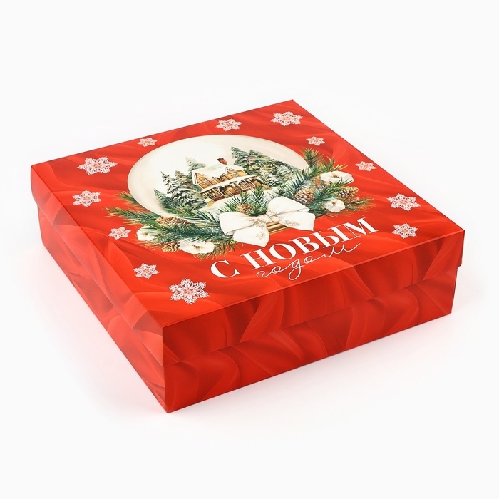 Коробка подарочная новогодняя складная &laquo;Снежный шар &raquo;, 26 х 26 х 8 см, Новый год