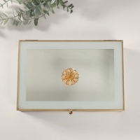 Шкатулка стекло с металлическим каркасом "Бутон" прозрачный белый 16х24х7 см Шкатулка стекло с металлическим каркасом "Бутон" прозрачный белый 16х24х7 см