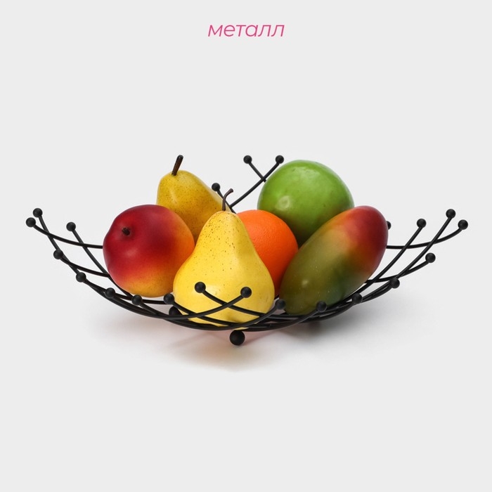 Фруктовница Доляна, 27&times;27&times;8,5 см, цвет чёрный