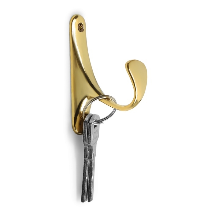 Крючок мебельный ТУНДРА TKO024, однорожковый, золото, 2 шт
