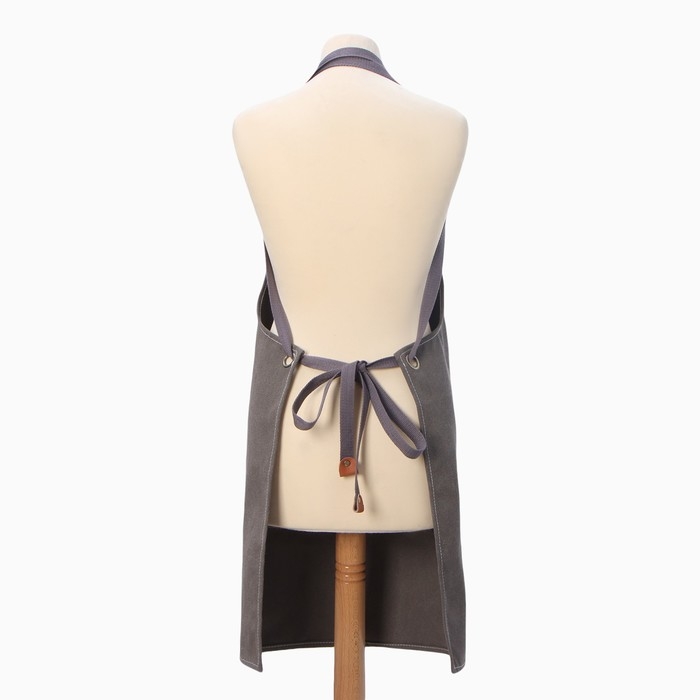 Фартук Этель с карманами цвет серый,  75*68 см п/э 50%, хл 50%