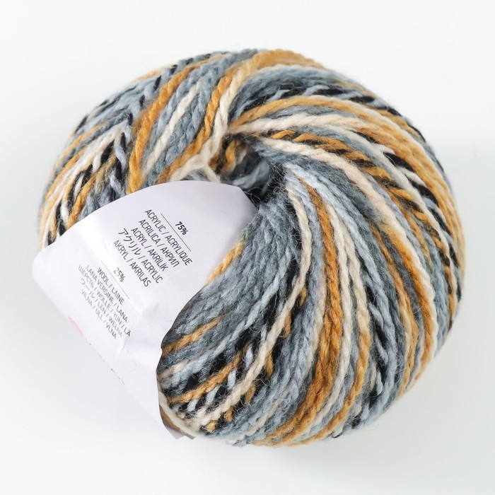 Пряжа Пряжа "Heritage" 75% акрил, 25% шерсть 125м/50гр (331 шафран-чёрный-серый)