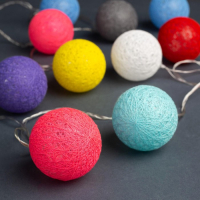 Гирлянда «Нить» 5 м с насадками «Клубки цветные», IP20, прозрачная нить, 20 LED, свечение белое, 220 В Гирлянда «Нить» 5 м с насадками «Клубки цветные», IP20, прозрачная нить, 20 LED, свечение белое, 220 В