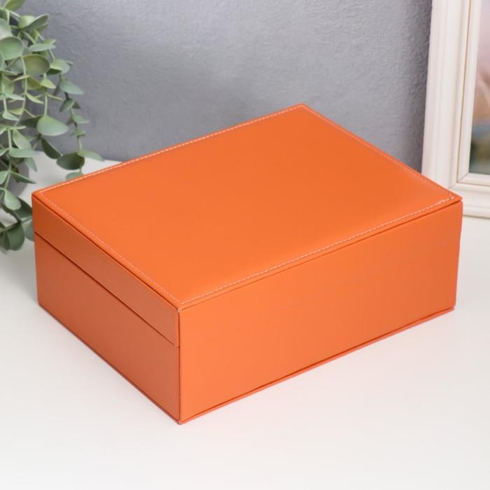 Шкатулка кожзам для украшений Шкатулка кожзам для украшений "Оранжевая матовая" 9х23х17 см
