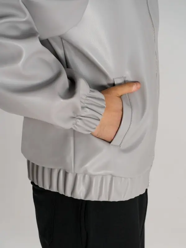 Бомбер из искусственной кожи Univer, серый, размер XL/XXL