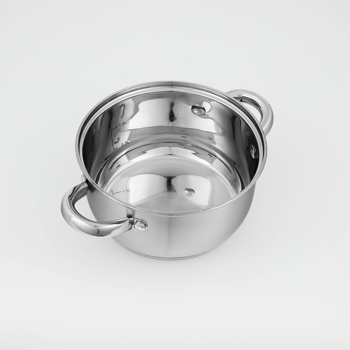 Кастрюля из нержавеющей стали Доляна &laquo;Гретте&raquo;, 1,6 л, d=16 см, с крышкой, капсульное дно, индукция