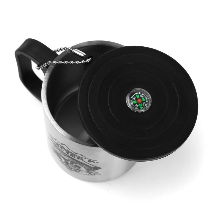 Термокружка, 180 мл, Туризм Термокружка, 180 мл, Туризм "Мастер К. Рыбак №1", сохраняет тепло 2 ч, компас