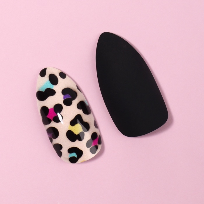 Накладные ногти «Лео», 12 шт, с клеевыми пластинами, форма миндаль, чёрные, бежевые Накладные ногти «Лео», 12 шт, с клеевыми пластинами, форма миндаль, чёрные, бежевые