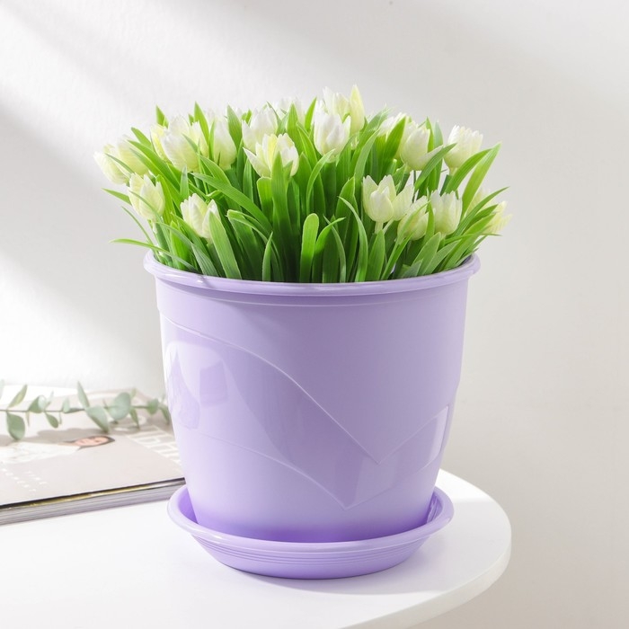 Горшок для цветов с поддоном &laquo;Венеция&raquo;, 3,1 л, d=19 см, цвет лаванда