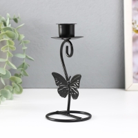 Подсвечник металл на 1 свечу "Бабочка с завитком" d=2 см чёрный 7х7х14 см Подсвечник металл на 1 свечу "Бабочка с завитком" d=2 см чёрный 7х7х14 см