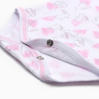 Боди детское с коротким рукавом, цвет белый/зайки, рост 80