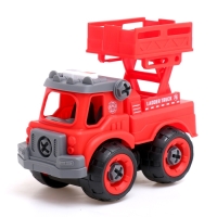 Конструктор винтовой &laquo;Пожарный транспорт&raquo;, набор 2 штуки, с отверткой, 59 деталей