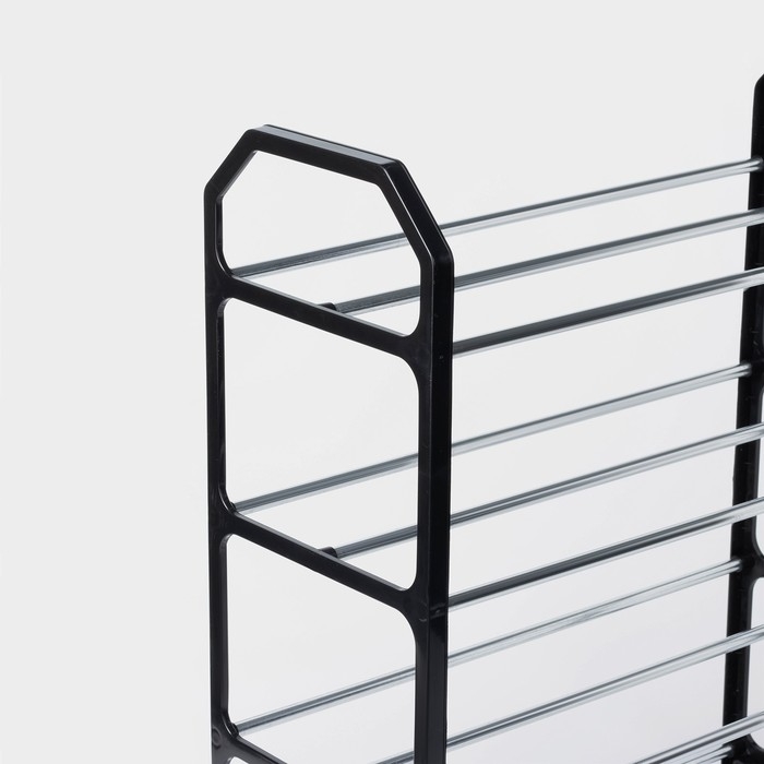 Обувница Доляна, 4 яруса, 41,5&times;18,5&times;50,5 см, цвет чёрный