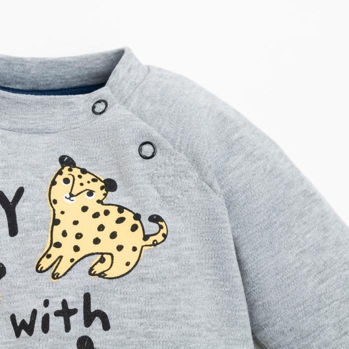 Комплект: джемпер и брюки Крошка Я &laquo;Леопарды&raquo;, цвет серый/синий, рост 62-68 см