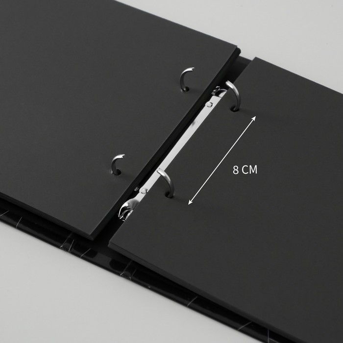 Фотоальбом 25 листов (уголки+кольца) "Листья на чёрном" золото 19х27х3 см