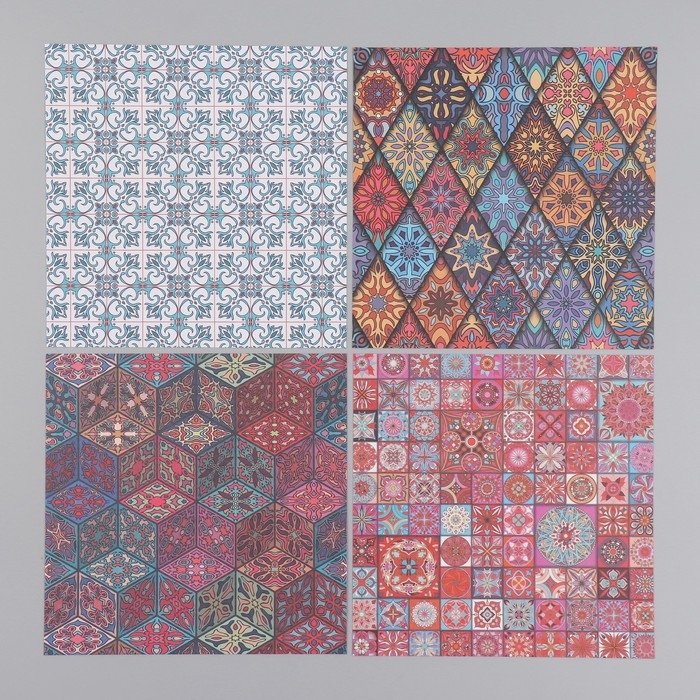 Набор бумаги для скрапбукинга 12 лист. 12 дизайнов "Марокканские узоры" 160 гр 15,2х15,2 см