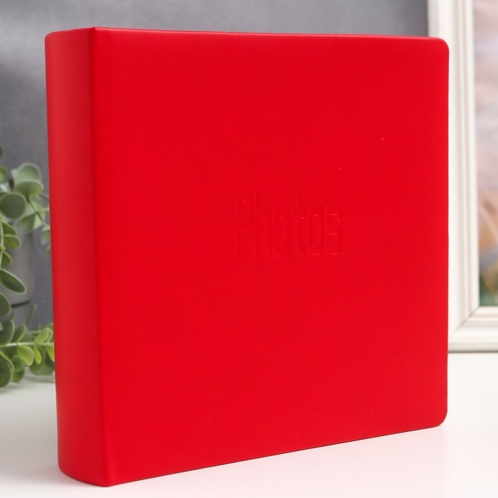 Фотоальбом на 200 фото 10х15 см "Красный делюкс" бум.карм.с мемо, книжн. пер-т