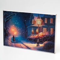 Новогодняя алмазная мозаика с гирляндой на подрамнике с частичным заполнением &laquo;Новый год. Фонари&raquo;, 20 х 30 см