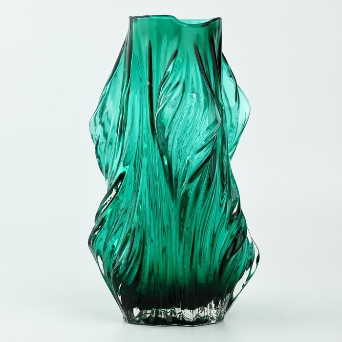 Ваза для цветов &laquo;Изумруд&raquo; из зеленого стекла 32&times;10,5&times;10,5 см