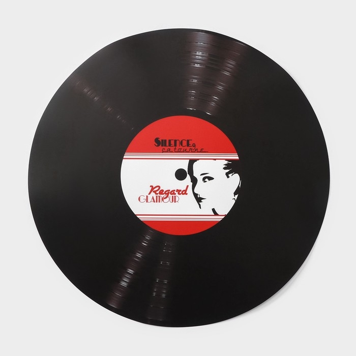 Салфетка сервировочная на стол Доляна «Виниловая пластинка», d=38 см, цвет чёрный Салфетка сервировочная на стол Доляна «Виниловая пластинка», d=38 см, цвет чёрный
