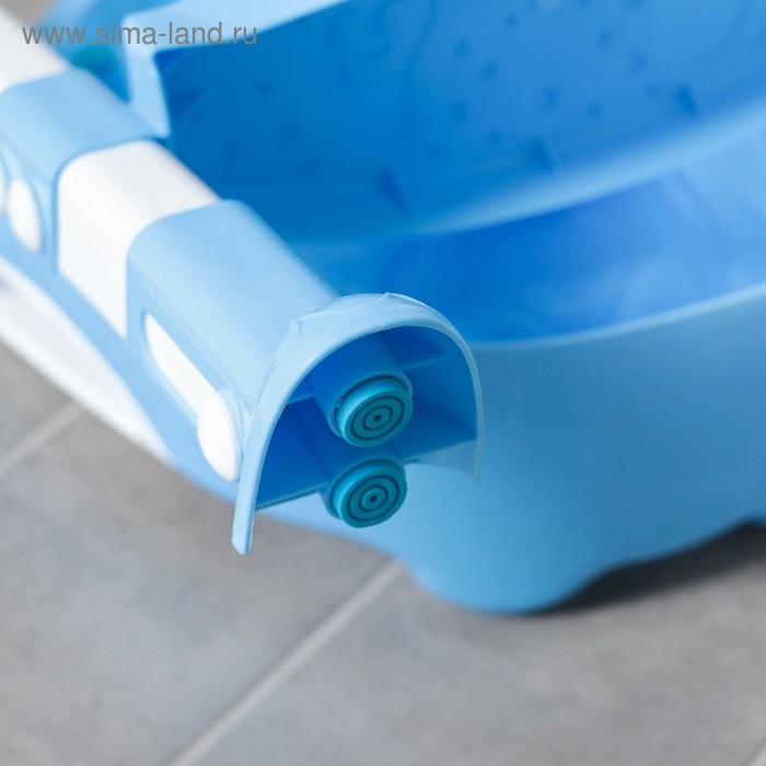 Детская накладка - сиденье на унитаз со ступенькой &laquo;Панда&raquo;, с ручками, цвет голубой