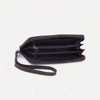 Кошелёк женский на молнии, с ручкой, цвет коричневый Кошелёк женский на молнии, с ручкой, цвет коричневый