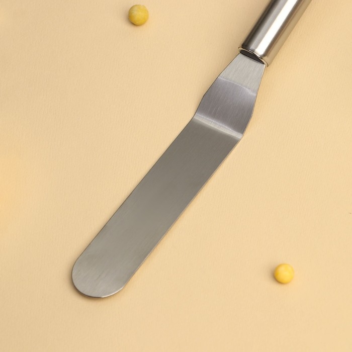 Кондитерская лопатка - палетка изогнутая Доляна, 26,5&times;3 см, рабочая часть 14,5 см, цвет серебристый