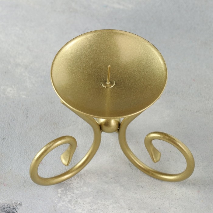 Подсвечник "Весел Н" металл на одну свечу, 9,5х7,6 см, золотой