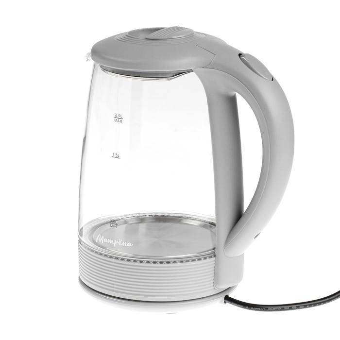 Чайник электрический Чайник электрический "МАТРЁНА" MA-009, стекло, 2 л, 1500 Вт, серый
