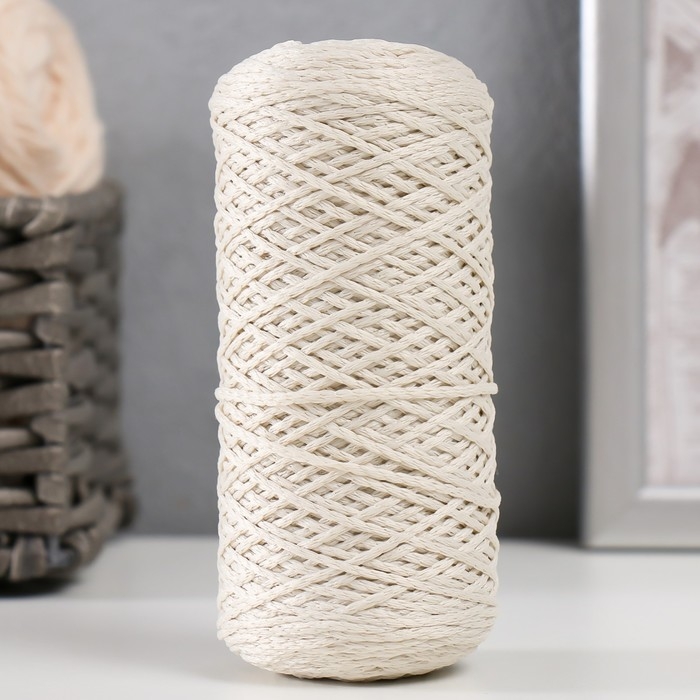 Шнур для вязания 100% полиэфир 1мм 200м/75&plusmn;10гр (02-молочный)