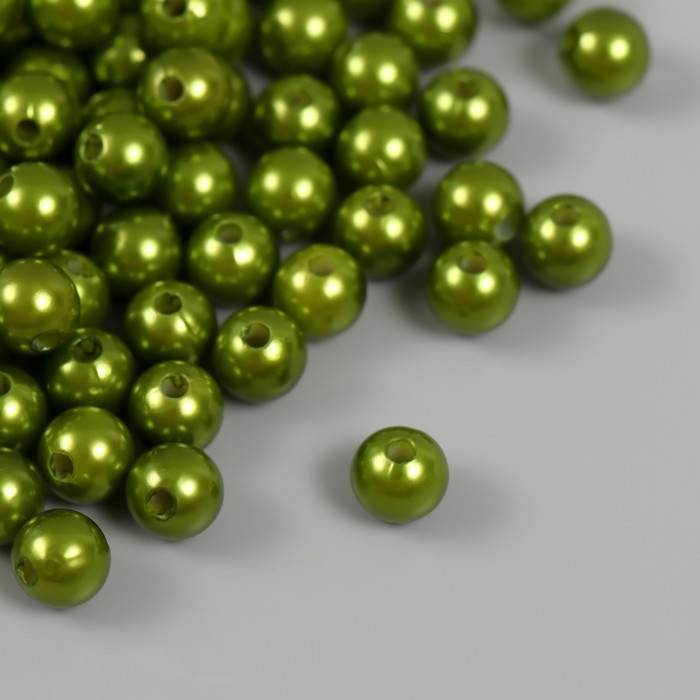 Набор бусин "Жемчуг" d 8 мм, 250 гр, хаки