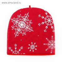 Новый год. Грелка на чайник &laquo;Белые снежинки&raquo; 28х28см, 100% хл., 164г/м2