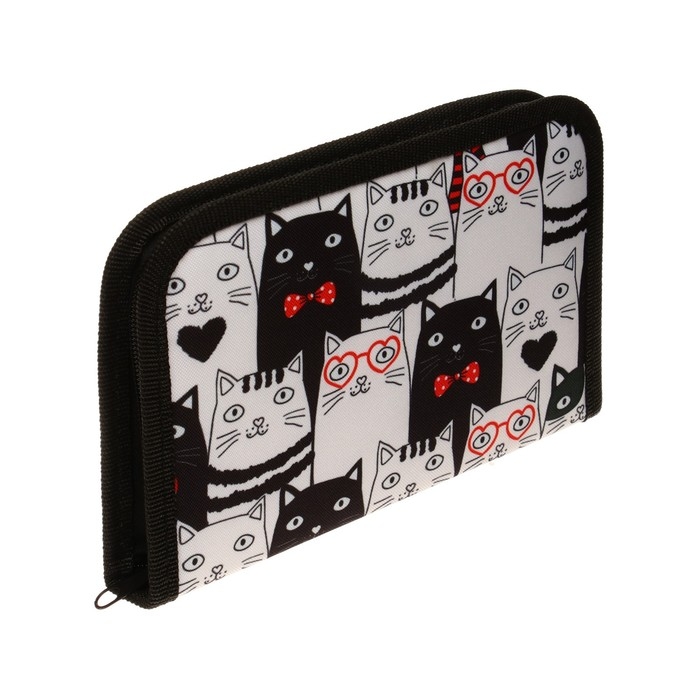 Пенал школьный Пенал школьный "Котики", 13 х 19,5 см, на молнии, 1 секция, с наполнением, ткань