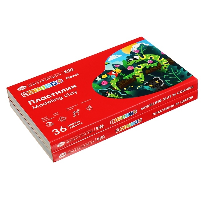 Пластилин ЗХК Пластилин ЗХК "Цветик", 36 цветов, 540 г, со стеком