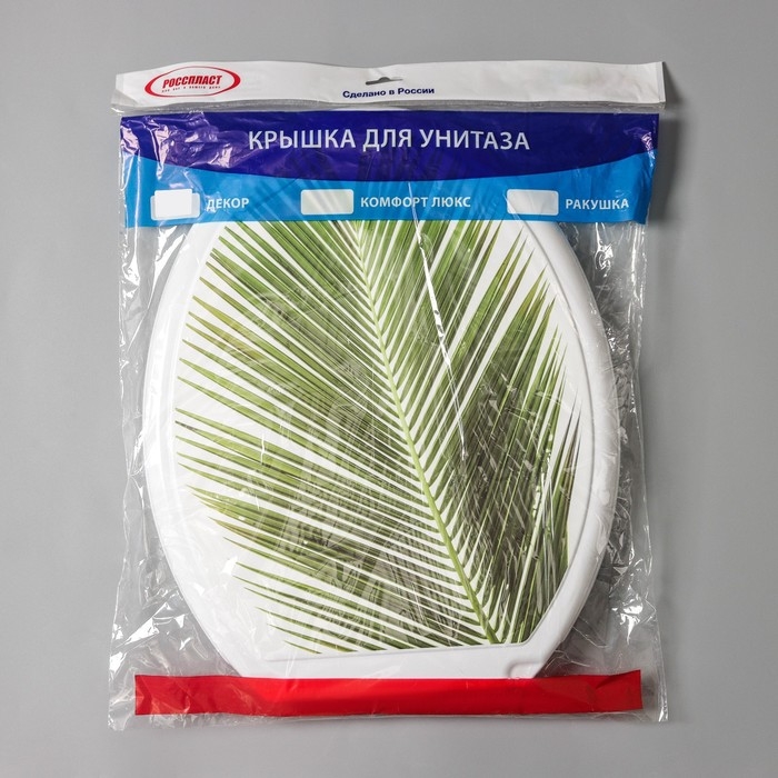 Сиденье для унитаза с крышкой Росспласт &laquo;Декор. Пальма&raquo;,44,5 х 37,5 см, белое