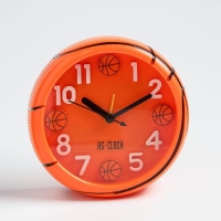 Часы - будильник настольные "Баскетбольный мяч", дискретный ход, 11 см, 11.5 х 11.5 см, АА