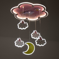 Люстра "Облачка" LED 48Вт 4000К розовый 47х47х68 см BayerLux