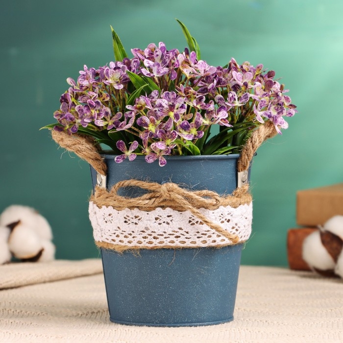 Кашпо "Ведерко Линдберг" синее, 10х10х11см