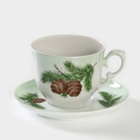 Чайная пара фарфоровая «Кедровая ветка», 350 мл Чайная пара фарфоровая «Кедровая ветка», 350 мл