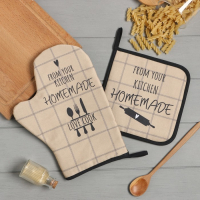 Набор кухонный &laquo;Kitchen&raquo; варежка-прихватка 20х28см, прихватка 19х19см,100% хл