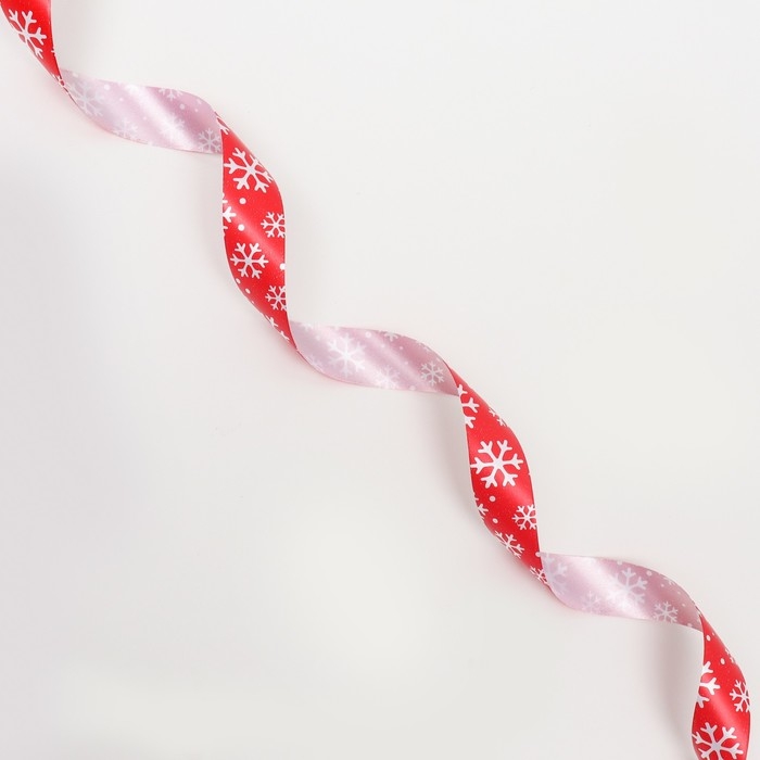 Новый год. Лента для декора и подарков, снежинки, 2 см х 45 м