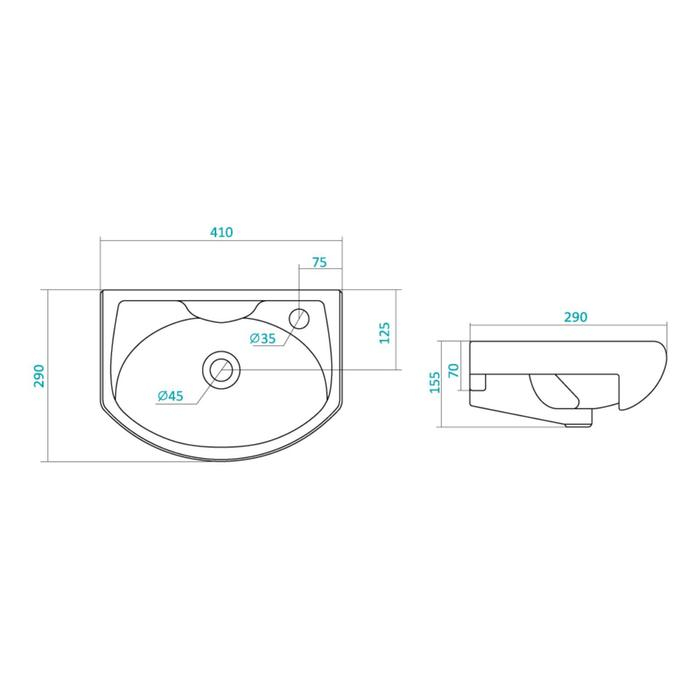 Комплект мебели для ванной комнаты: Тумба "Джика" + раковина "Азов-40", 41 х 79 х 29 см
