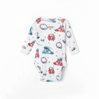Боди детское с длинным рукавом MINAKU "New Year's cars", цвет белый, рост 62-68 см