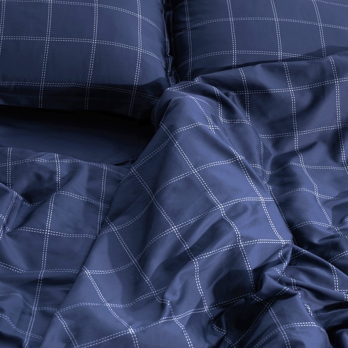 Постельное бельё Этель 2 сп Cage: dark blue, 175х215 см, 200х215 см, 50х70+3 см-2 шт, мако-сатин, 114г/м2 Постельное бельё Этель 2 сп Cage: dark blue, 175х215 см, 200х215 см, 50х70+3 см-2 шт, мако-сатин, 114г/м2