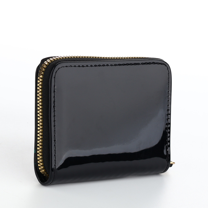 Кошелёк женский на молнии, лакированный, цвет чёрный Кошелёк женский на молнии, лакированный, цвет чёрный