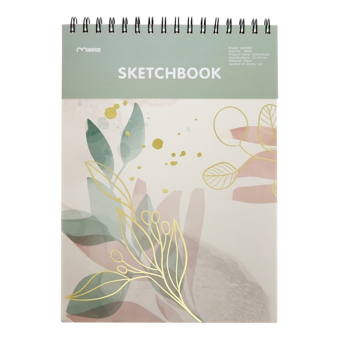 Скетчбук 21х29см для пастели, 30 листов "Цветы", жесткая обложка, плотность 130 гр, МИКС