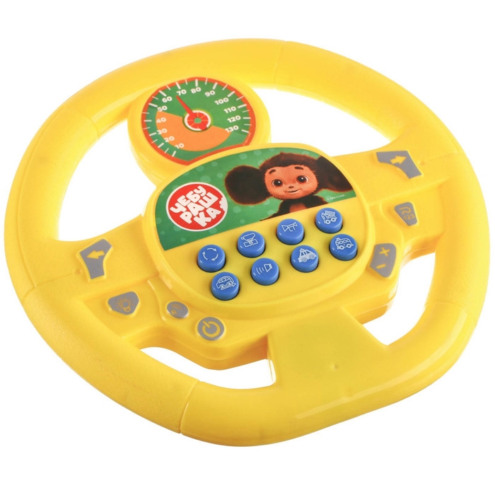 Музыкальный руль, звук, цвет жёлтый, Чебурашка