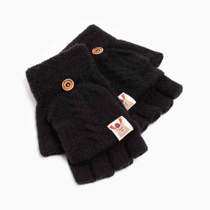 Митенки женские MINAKU однослойные, р-р 23 см, цв.чёрный Митенки женские MINAKU однослойные, р-р 23 см, цв.чёрный