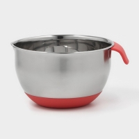 Миска из нержавеющей стали, 2 л, 22×19×11,5 см, с противоскользящим дном и мерной шкалой, силиконовая ручка Миска из нержавеющей стали, 2 л, 22×19×11,5 см, с противоскользящим дном и мерной шкалой, силиконовая ручка