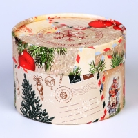 Новый год. Коробка подарочная новогодняя для макарун тубус без окна "Письмо", 13 х 8,5 см.